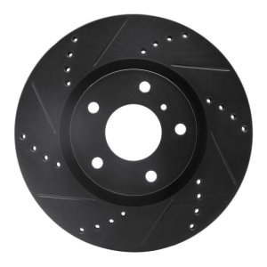 Infiniti G35 Brake Rotor (1) - Front Left - R1 Concepts - Drilled & Slotted - Black - `03-`05